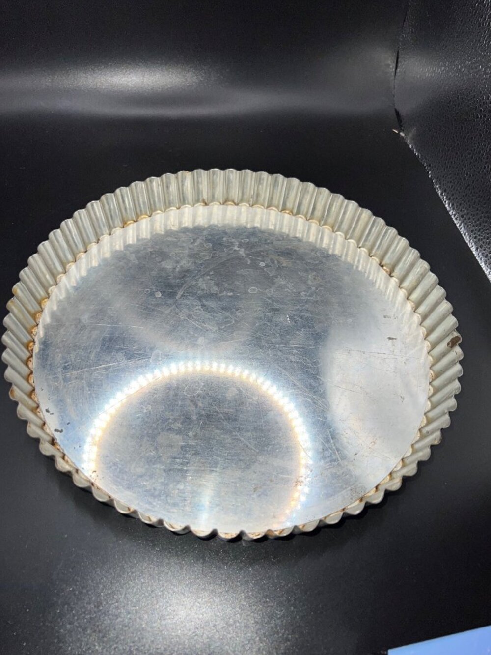 Vintage Aluminum Fluted Removable Bottom Tart Pan 10" Round Bakeware France